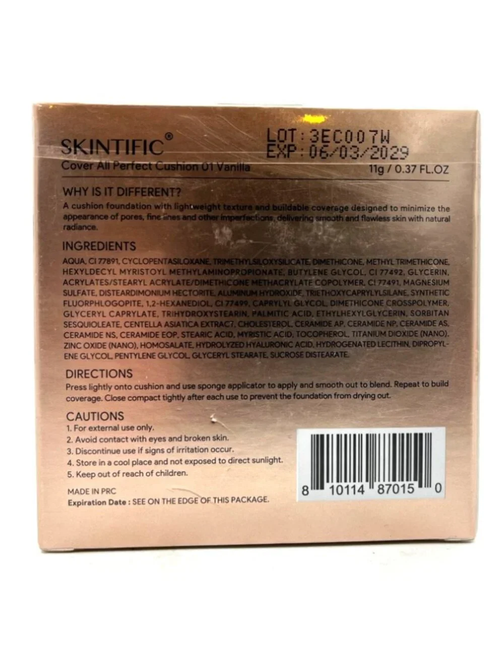 Skintific Cover All Perfect Cushion Foundation 01 Vanilla 11g Exp 06/03/2029